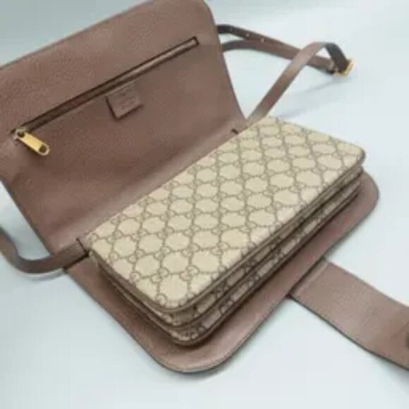 100% Authentic GUCCI Ophidia Brown Canvas Shoulder Bag - Picture 8 of 12